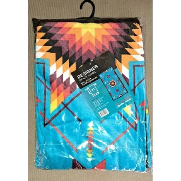 New Star Turquoise Blue Oversized Bath Beach Pool Gift Towel Native Southwest - Picture 2 of 2